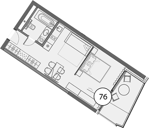 Планировка — Гостиничный комплекс Поляна Пик, Студия, 47 м²