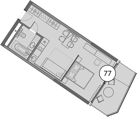 Планировка — Гостиничный комплекс Поляна Пик, Студия, 48 м²
