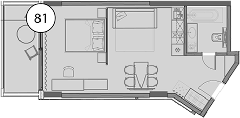 Планировка — Гостиничный комплекс Поляна Пик, Студия, 49 м²