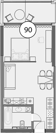 Планировка — Гостиничный комплекс Поляна Пик, Студия, 49 м²