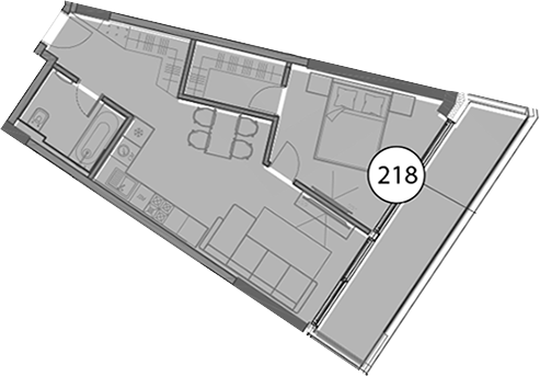 Планировка — Гостиничный комплекс Поляна Пик, 1-комн., 58 м²