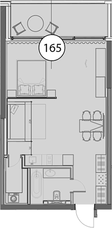 Планировка — Гостиничный комплекс Поляна Пик, Студия, 62 м²