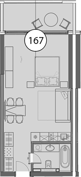 Планировка — Гостиничный комплекс Поляна Пик, Студия, 49 м²