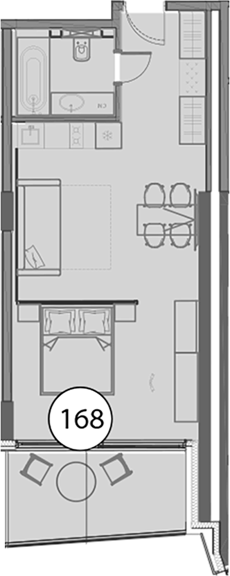 Планировка — Гостиничный комплекс Поляна Пик, Студия, 51 м²