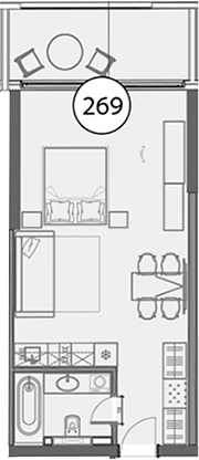 Планировка — Гостиничный комплекс Поляна Пик, Студия, 49 м²