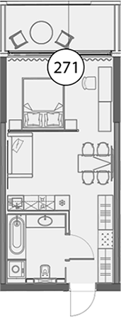 Планировка — Гостиничный комплекс Поляна Пик, Студия, 47 м²