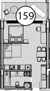 Планировка — Гостиничный комплекс Поляна Пик, Студия, 55 м²