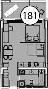 Планировка — Гостиничный комплекс Поляна Пик, Студия, 55 м²