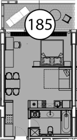 Планировка — Гостиничный комплекс Поляна Пик, Студия, 55 м²