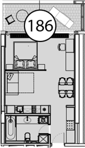 Планировка — Гостиничный комплекс Поляна Пик, Студия, 56 м²