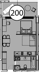 Планировка — Гостиничный комплекс Поляна Пик, Студия, 55 м²