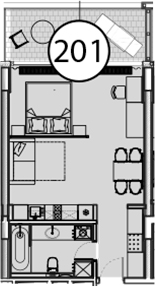 Планировка — Гостиничный комплекс Поляна Пик, Студия, 55 м²