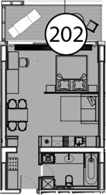 Планировка — Гостиничный комплекс Поляна Пик, Студия, 54 м²
