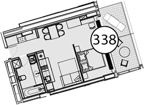 Планировка — Гостиничный комплекс Поляна Пик, 1-комн., 57 м²