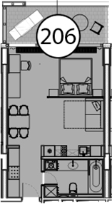 Планировка — Гостиничный комплекс Поляна Пик, Студия, 55 м²