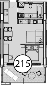 Планировка — Гостиничный комплекс Поляна Пик, Студия, 55 м²