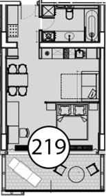 Планировка — Гостиничный комплекс Поляна Пик, Студия, 54 м²