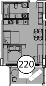 Планировка — Гостиничный комплекс Поляна Пик, Студия, 52 м²