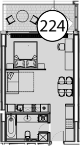 Планировка — Гостиничный комплекс Поляна Пик, Студия, 55 м²