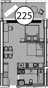 Планировка — Гостиничный комплекс Поляна Пик, Студия, 55 м²