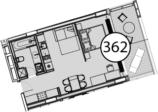 Планировка — Гостиничный комплекс Поляна Пик, 1-комн., 55 м²