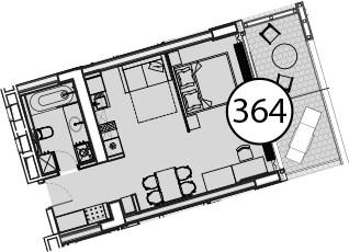 Планировка — Гостиничный комплекс Поляна Пик, 1-комн., 54 м²