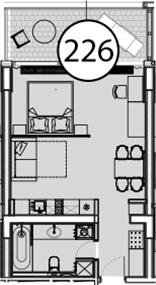 Планировка — Гостиничный комплекс Поляна Пик, Студия, 54 м²