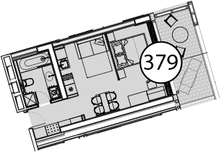 Планировка — Гостиничный комплекс Поляна Пик, 1-комн., 48 м²