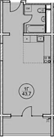Планировка — Дагомыс Парк, 1-комн., 44 м²