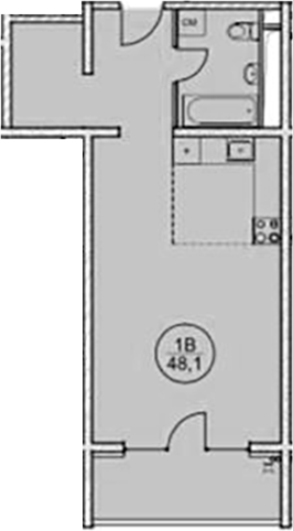Планировка — Дагомыс Парк, 1-комн., 48 м²
