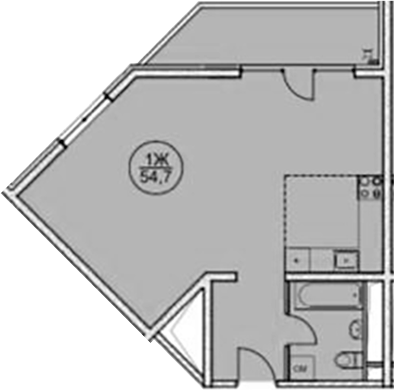 Планировка — Дагомыс Парк, 1-комн., 55 м²