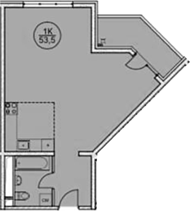 Планировка — Дагомыс Парк, 1-комн., 54 м²