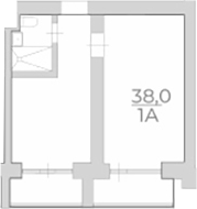 Планировка — Luciano Vita Club Sochi, 1-комн., 38 м²