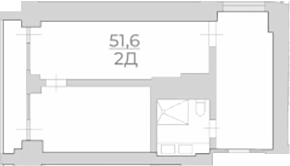 Планировка — Luciano Vita Club Sochi, 1-комн., 52 м²