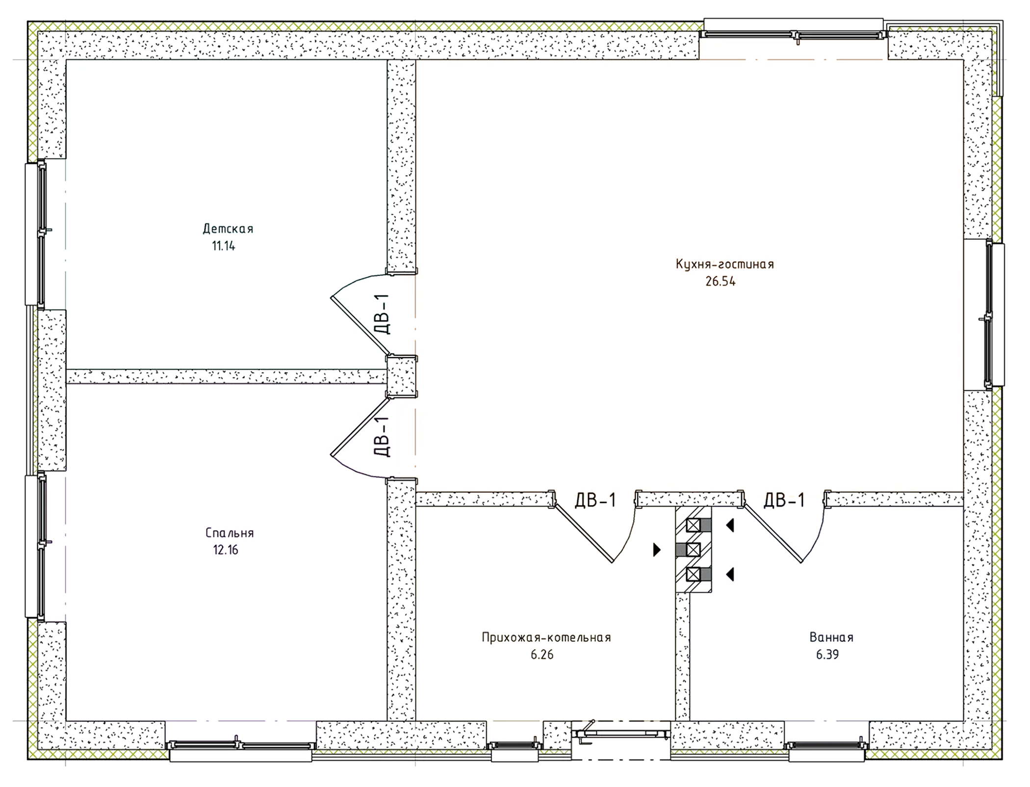Планировка — Коттеджный поселок Соловьи, 2-комн., 65 м²