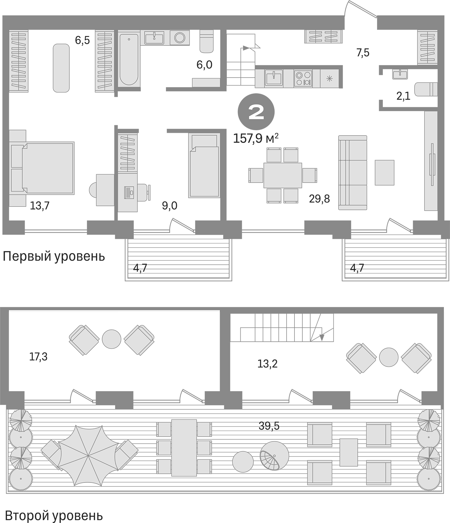 Планировка — Пшеница, 3-комн., 109 м²