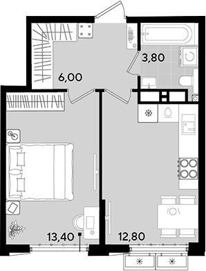 Планировка — Порто-Ново, 1-комн., 36 м²