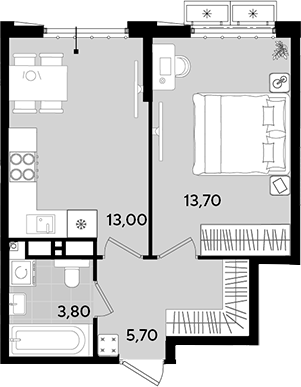 Планировка — Порто-Ново, 1-комн., 36 м²