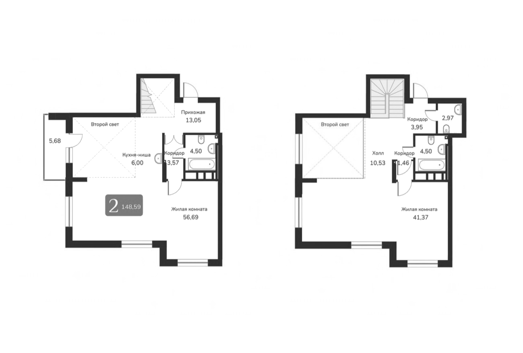 Планировка — Марсель-2, 1-комн., 149 м²