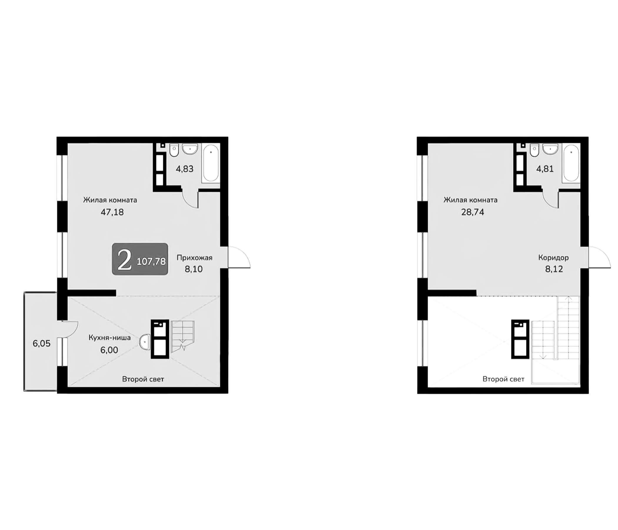 Планировка — Марсель-2, 1-комн., 108 м²