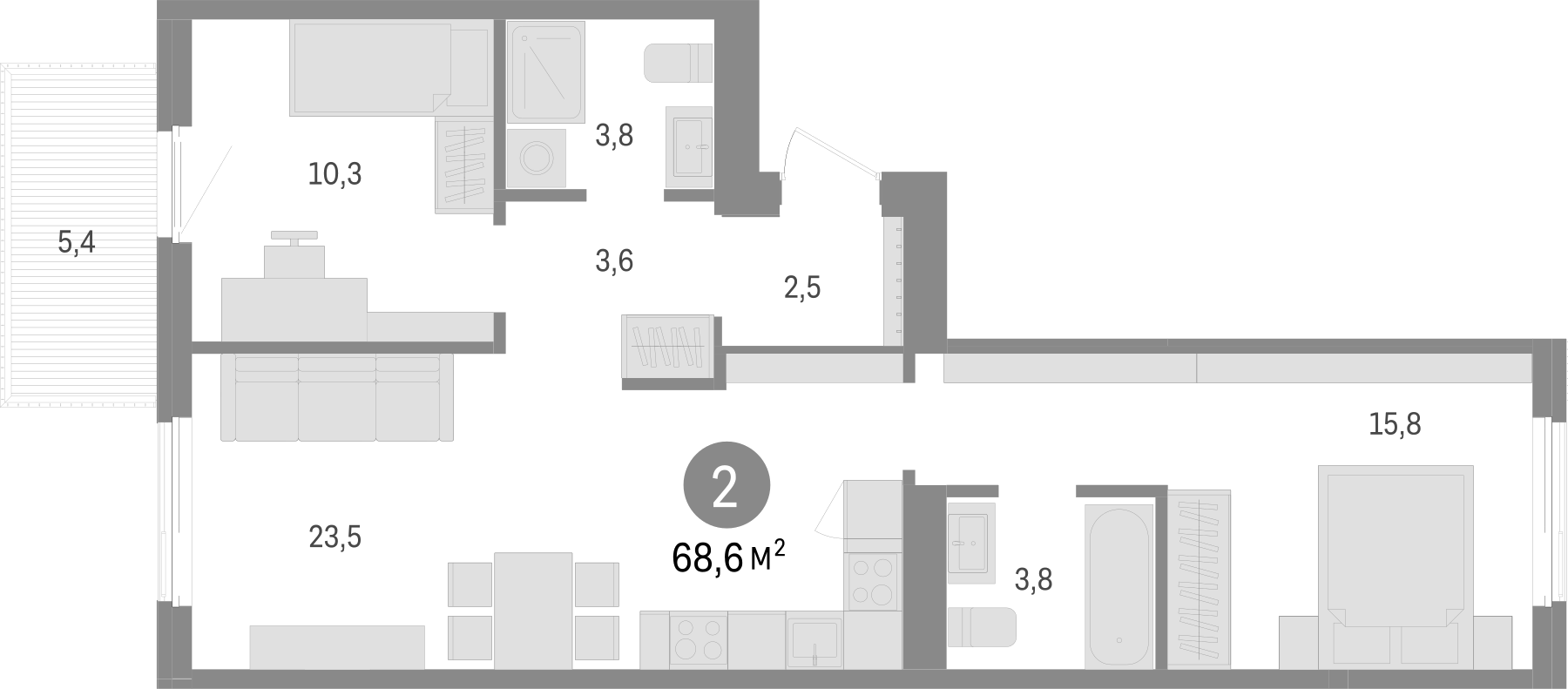 Планировка — Пшеница, 3-комн., 63 м²