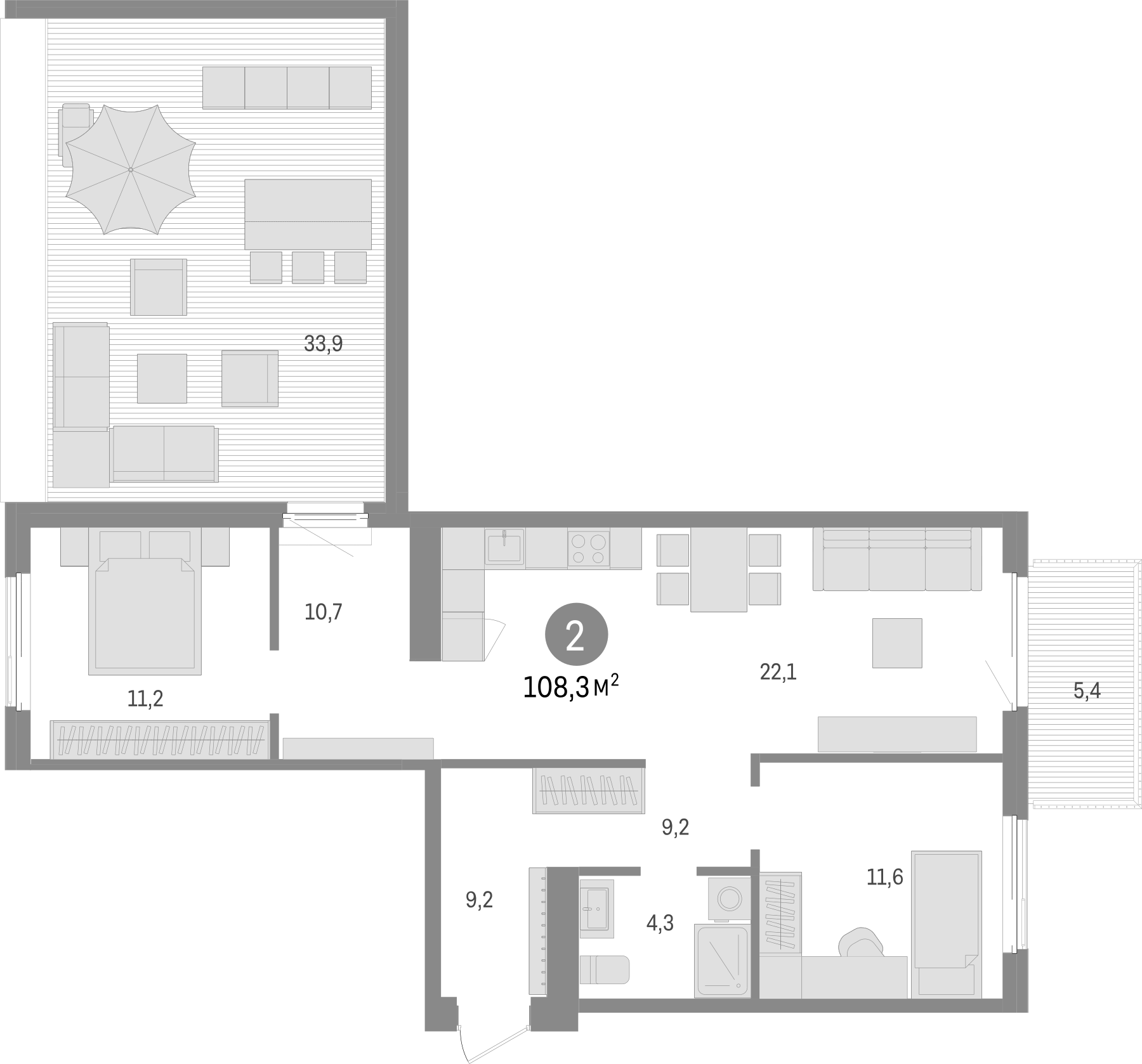 Планировка — Пшеница, 3-комн., 69 м²
