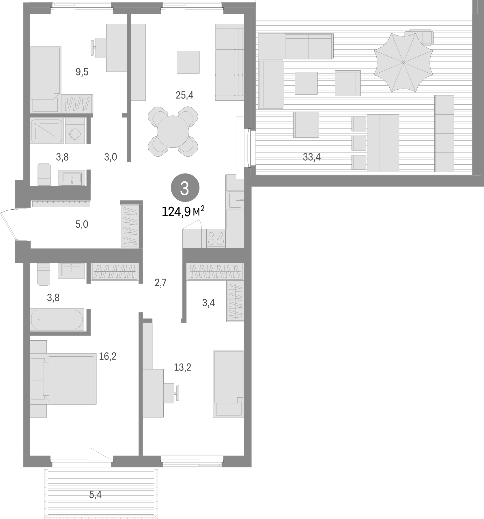 Планировка — Пшеница, 4-комн., 86 м²