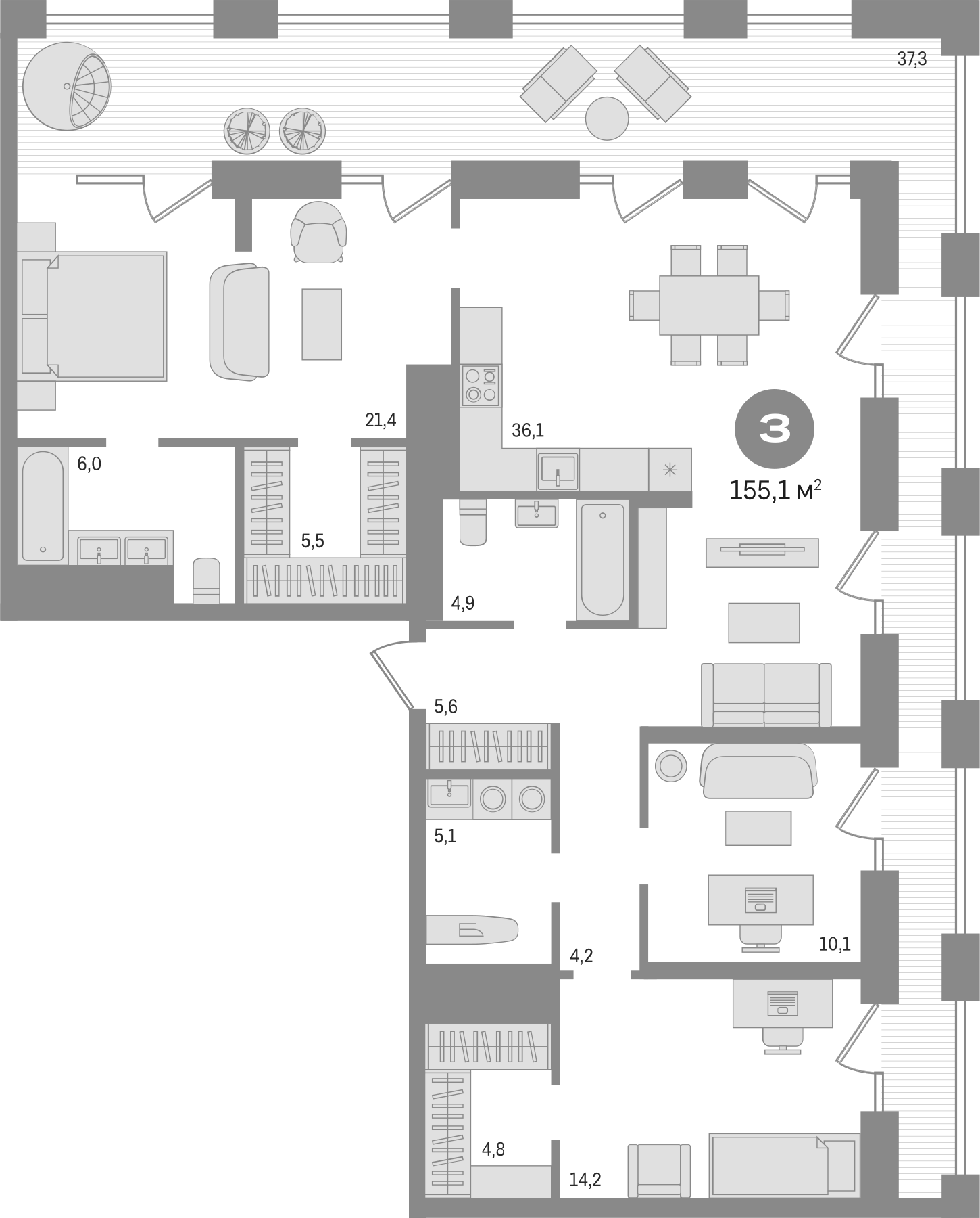Планировка — Мылзавод, 4-комн., 118 м²
