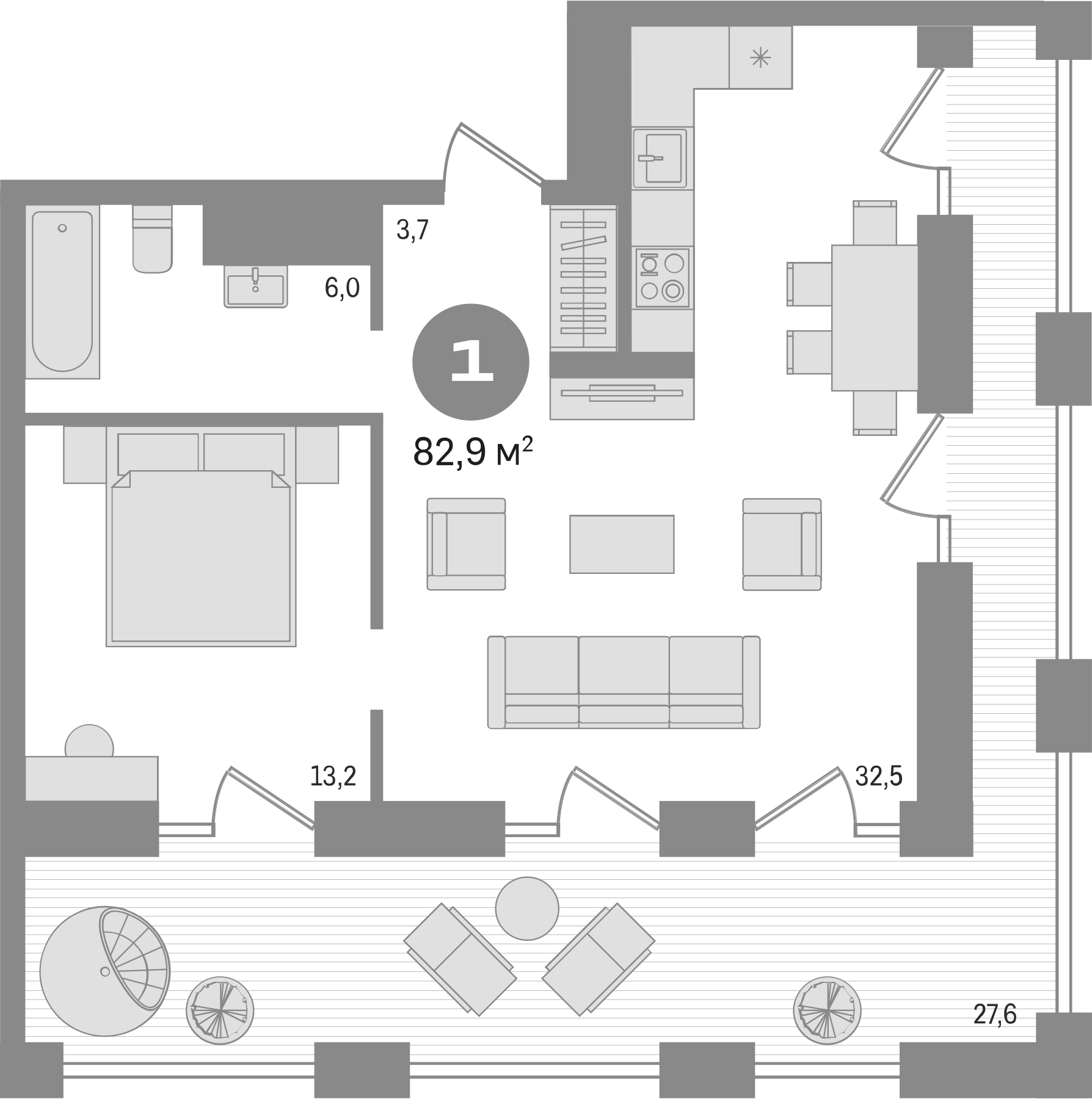 Планировка — Мылзавод, 2-комн., 55 м²