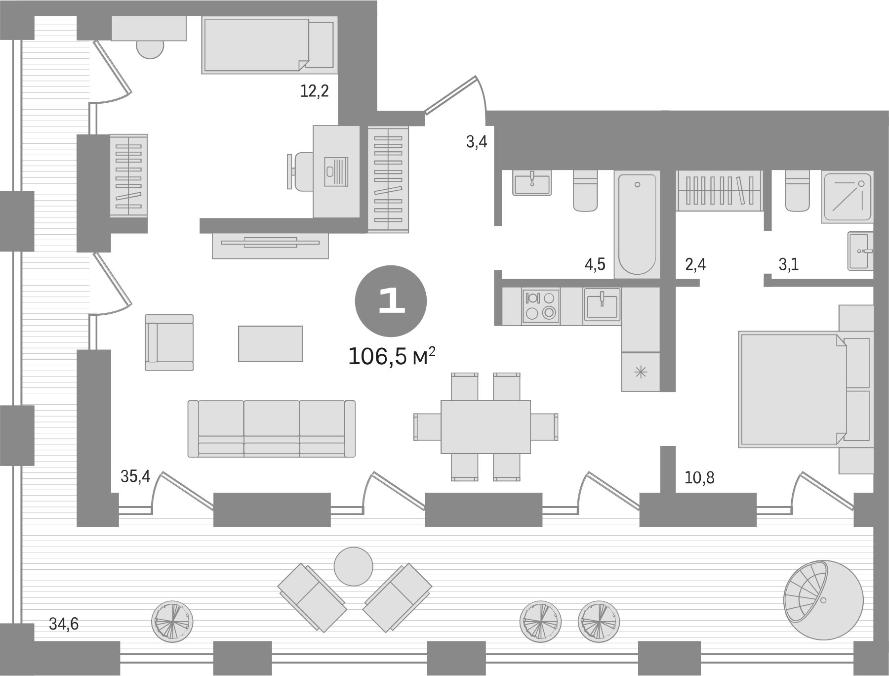 Планировка — Мылзавод, 3-комн., 72 м²