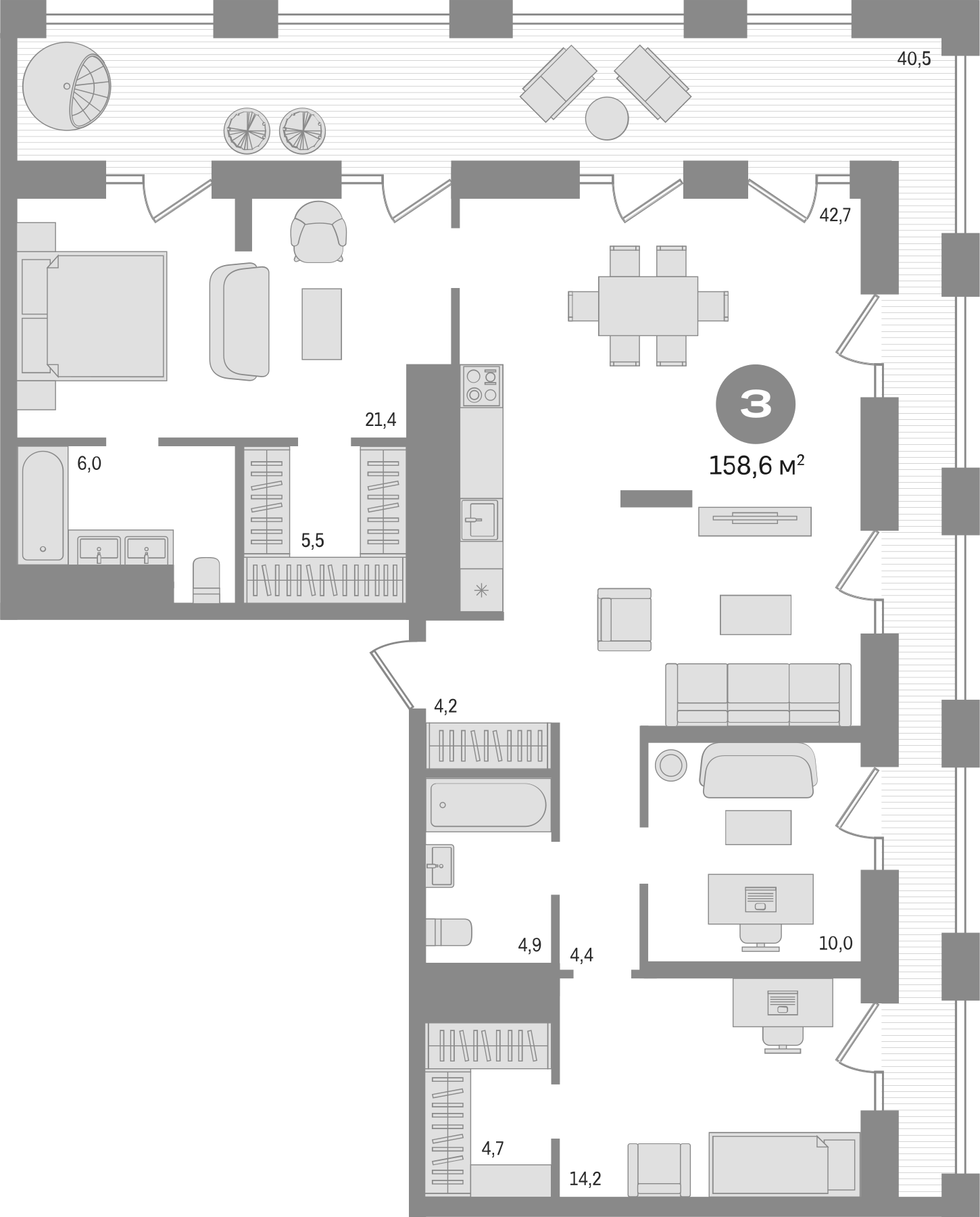 Планировка — Мылзавод, 4-комн., 118 м²