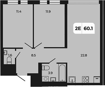 Планировка — Норд-Премьер, 3-комн., 60 м²