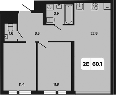 Планировка — Норд-Премьер, 3-комн., 60 м²