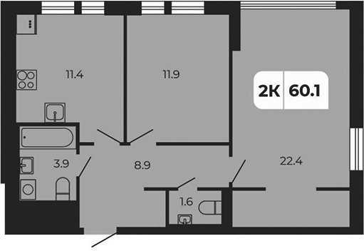 Планировка — Норд-Премьер, 2-комн., 60 м²